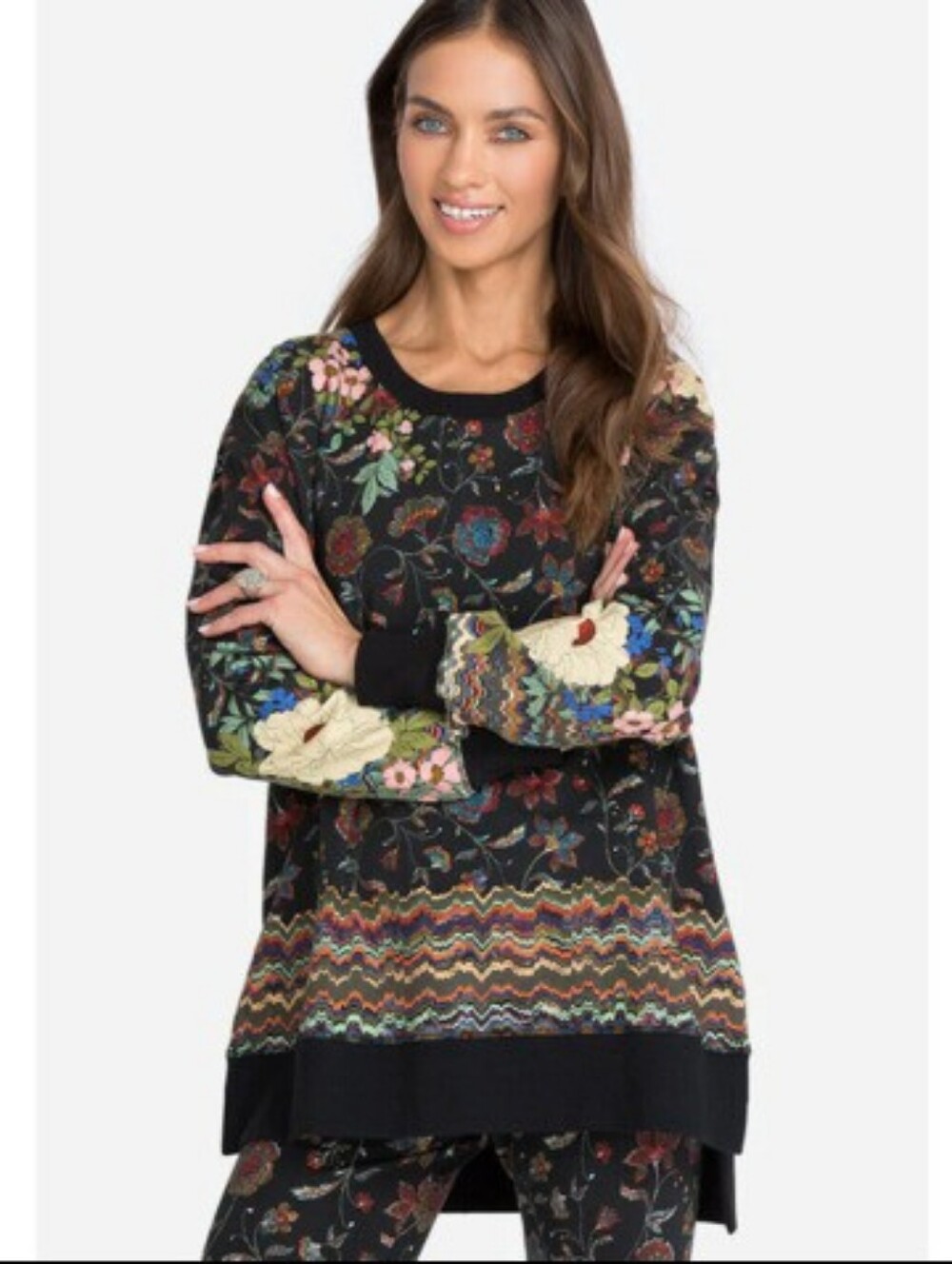 JOHNNY WAS Floral Stunning Sweatshirt Medium